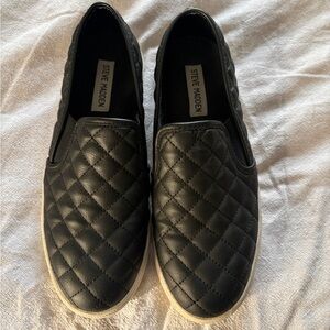 Steve Madden Quilted Black Slip-On Shoes
